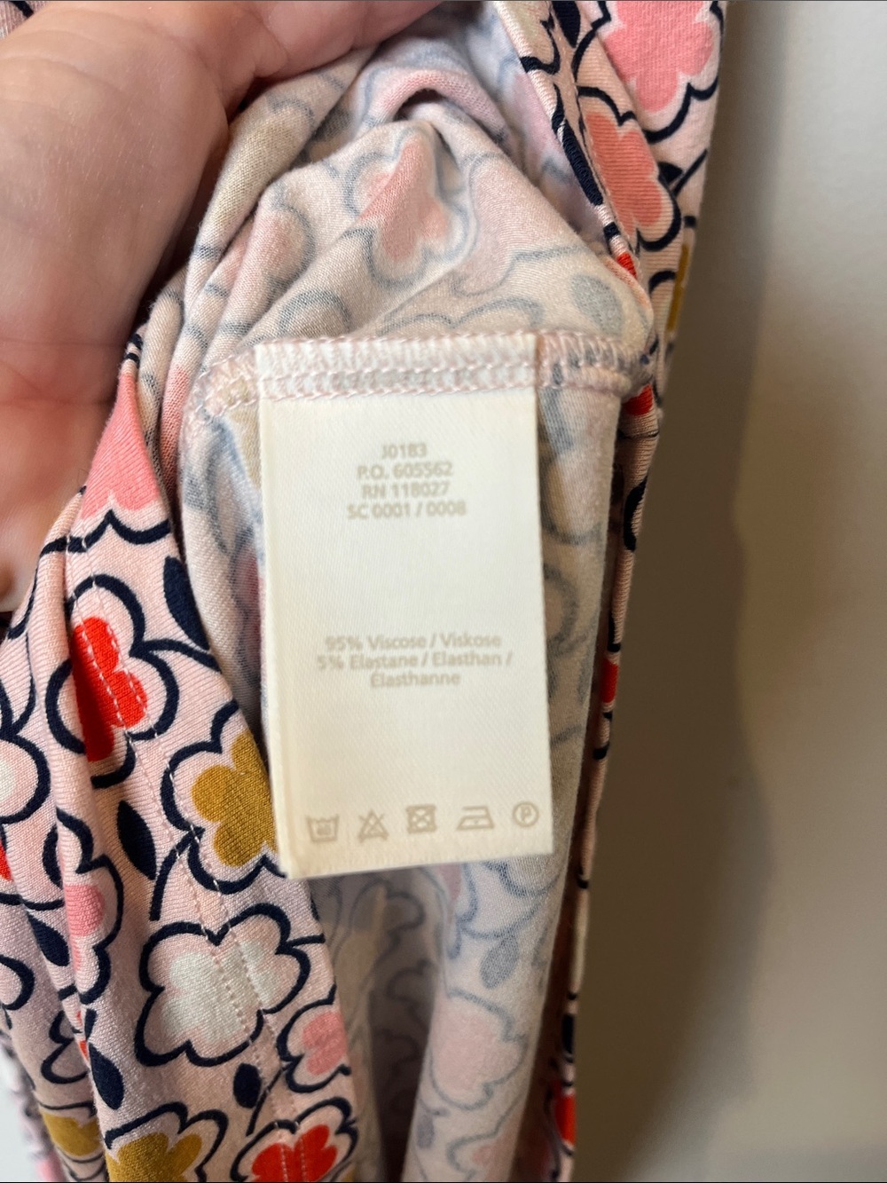 Boden Retro Floral Jersey Stretch Wrap Dress Pink Coral Mustard Size 4 - Picture 11 of 12